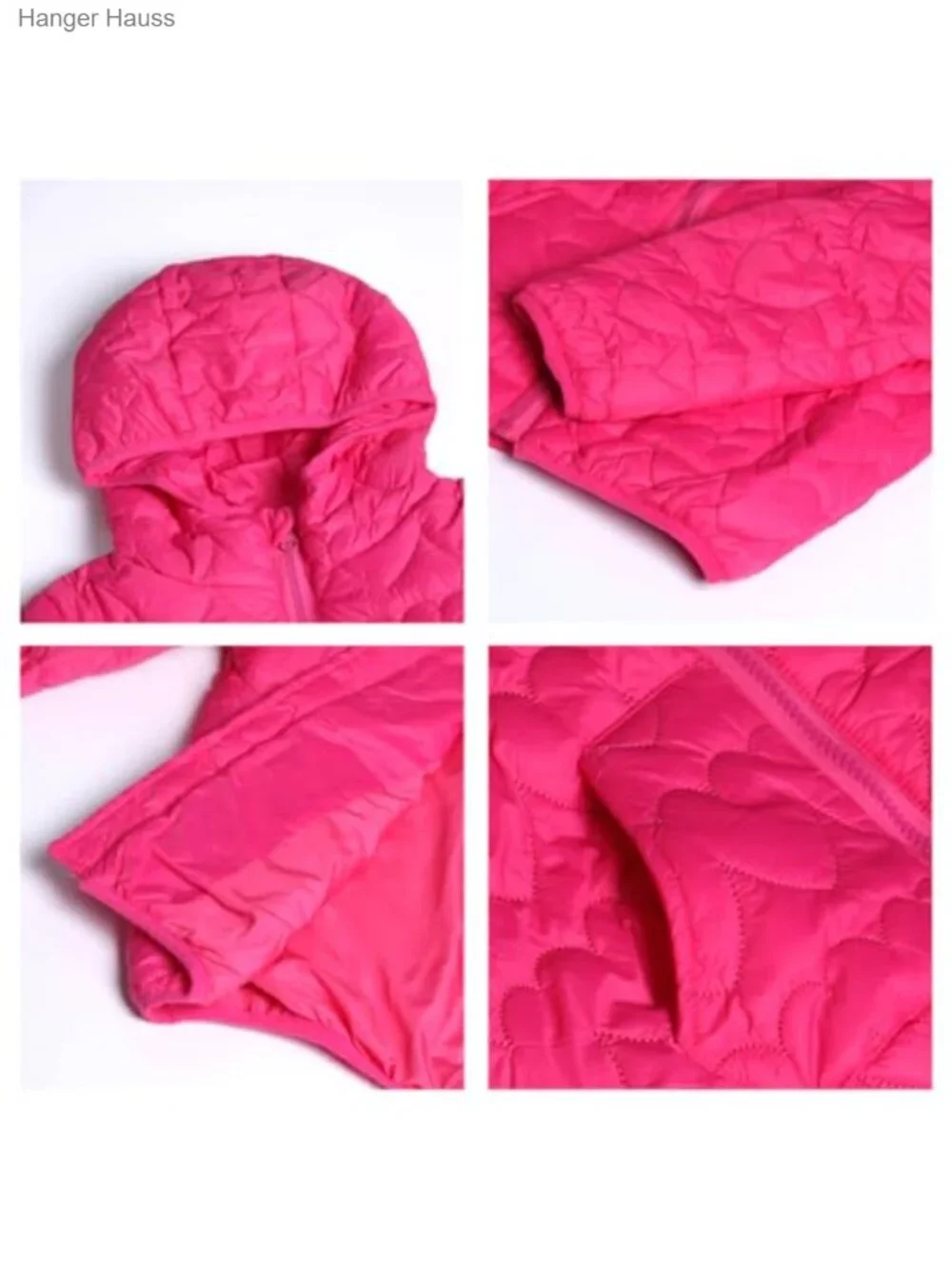 Kids Heart Quilted Puffer Jacket Zip Up Hooded Coat with Kangaroo Pocket